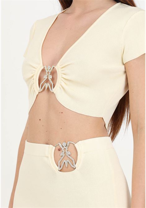 Elegant cream women's top with Fly buckle PATRIZIA PEPE | 2K0261/K021W362
